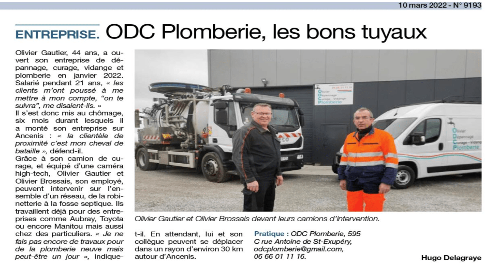 Article Echo d'Ancenis du 10 Mars 2022