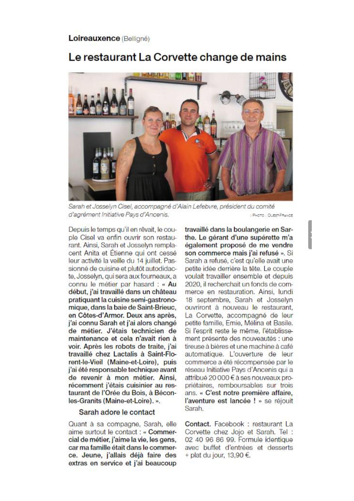 Article Ouest France du 16 Septembre 2023